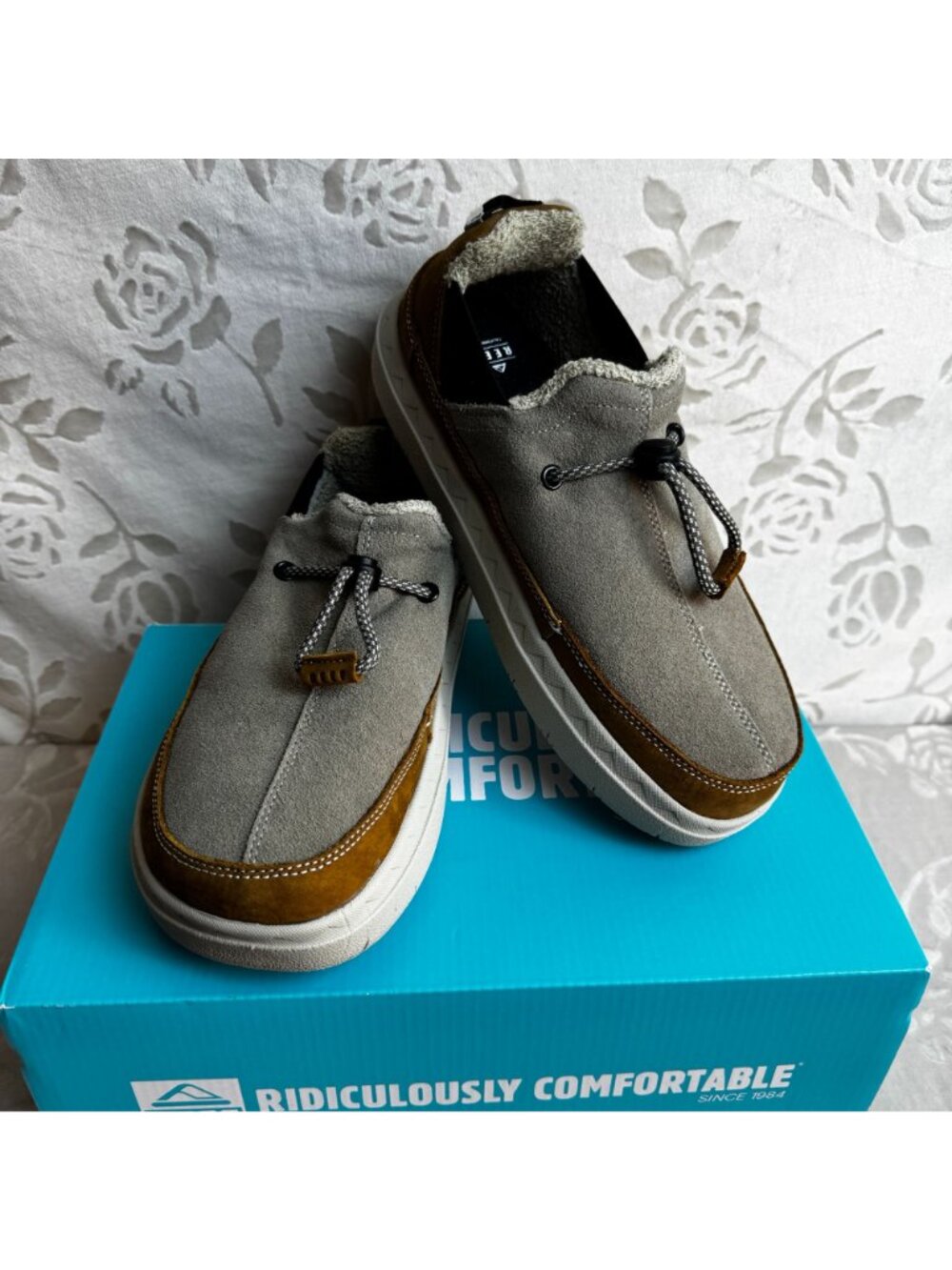 Reef Rambler Mens Suede Slip-On Shoes Sz 8 Brown & Tan Lightweight & Comfortable - Picture 3 of 10